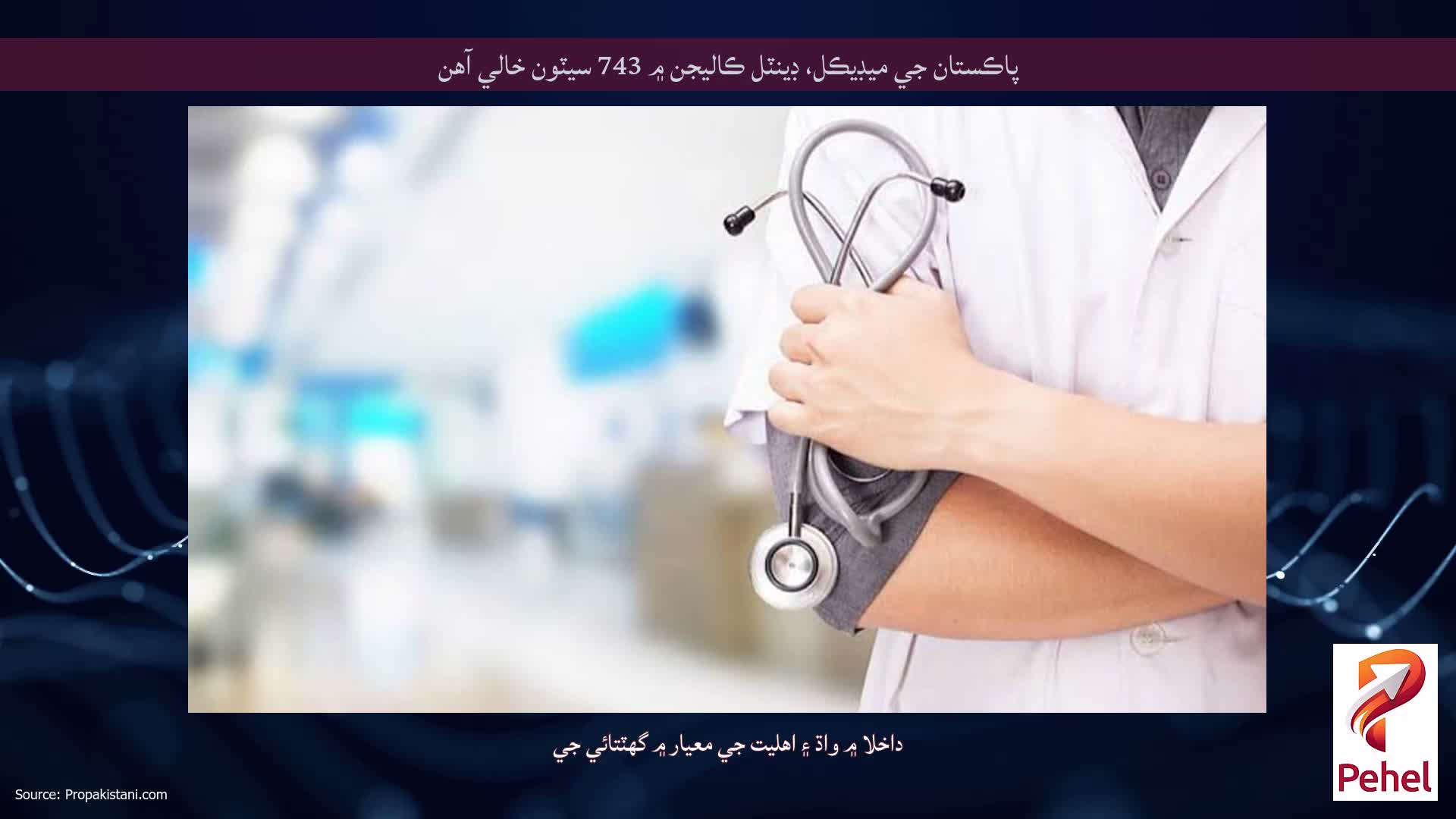 پاڪستان جي ميڊيڪل، ڊينٽل ڪاليجن ۾ 743 سيٽون خالي آھن