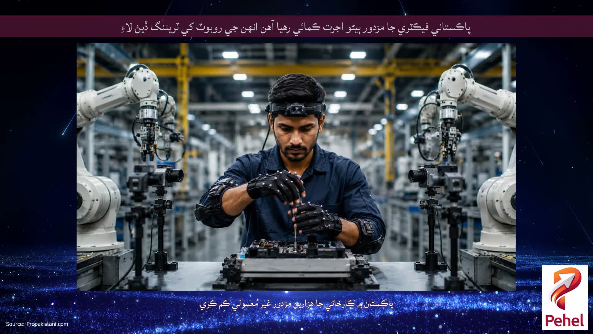 پاڪستاني فيڪٽري جا مزدور ٻيڻو اجرت ڪمائي رهيا آهن انهن جي روبوٽ کي ٽريننگ ڏيڻ لاءِ