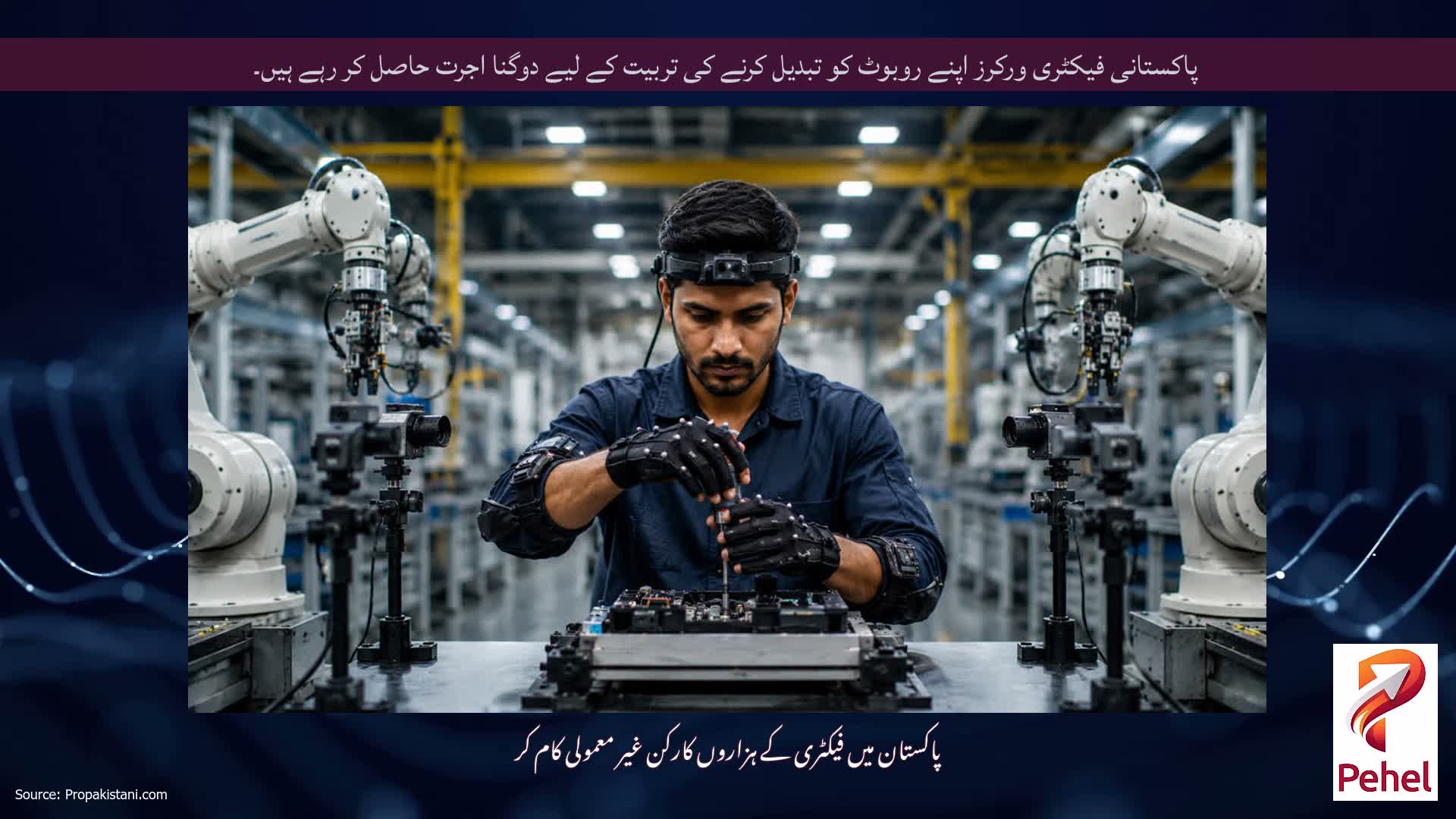 پاکستانی فیکٹری ورکرز اپنے روبوٹ کو تبدیل کرنے کی تربیت کے لیے دوگنا اجرت حاصل کر رہے ہیں۔