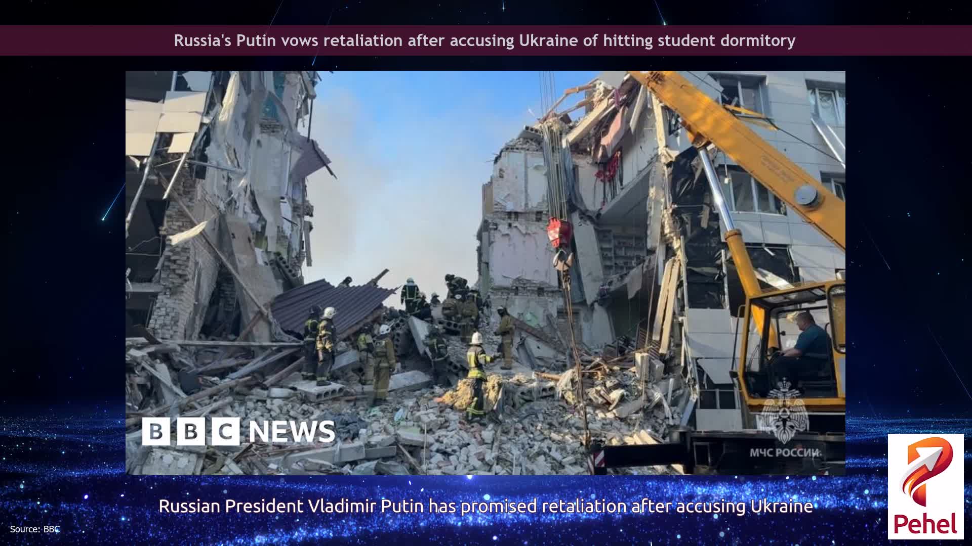 Russia's Putin vows retaliation after accusing Ukraine of hitting student dormitory