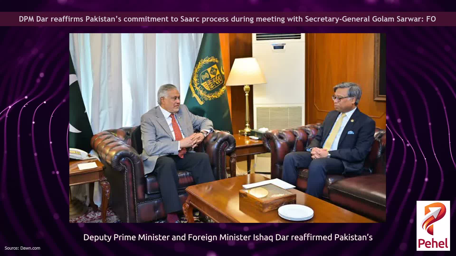 DPM Dar reaffirms Pakistan’s commitment to Saarc process during meeting with Secretary-General Golam Sarwar: FO