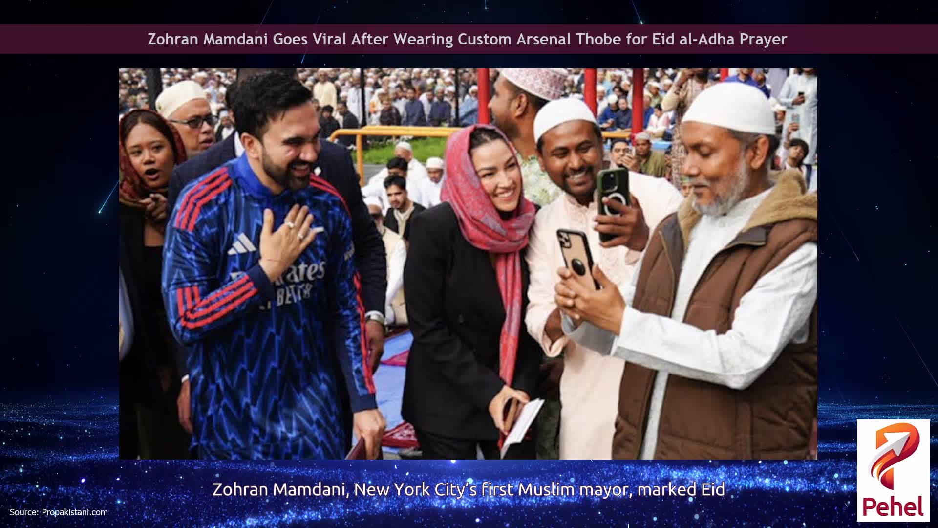 Zohran Mamdani Goes Viral After Wearing Custom Arsenal Thobe for Eid al-Adha Prayer