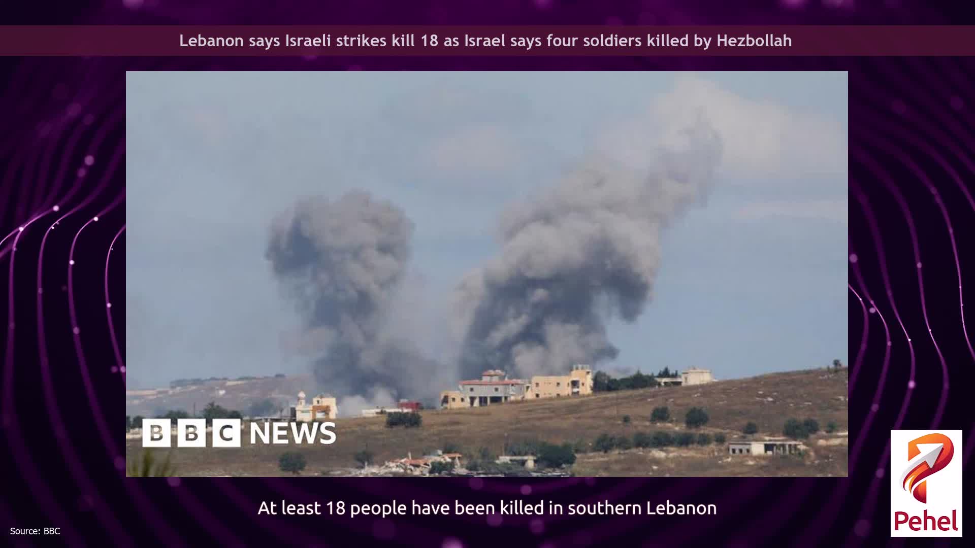 Lebanon says Israeli strikes kill 18 as Israel says four soldiers killed by Hezbollah