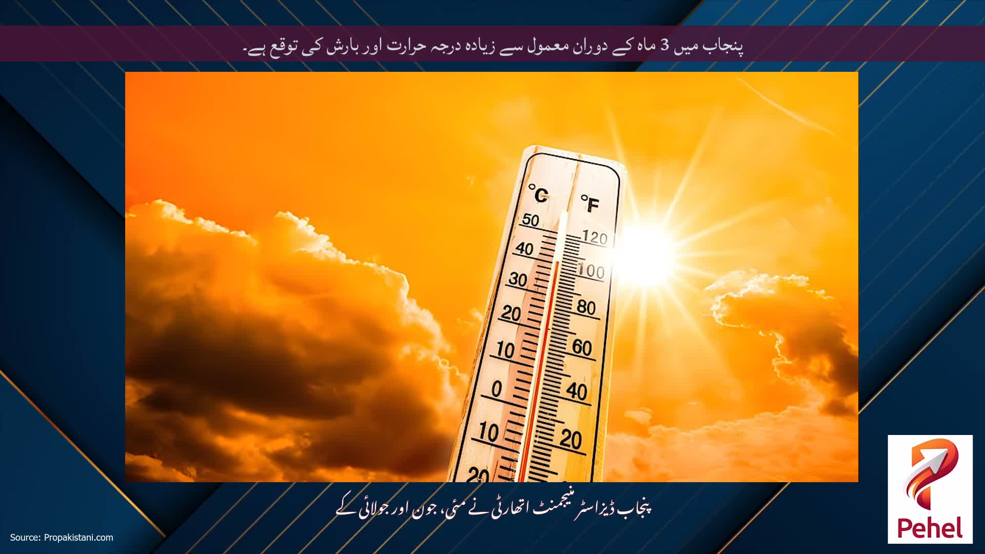 پنجاب میں 3 ماہ کے دوران معمول سے زیادہ درجہ حرارت اور بارش کی توقع ہے۔