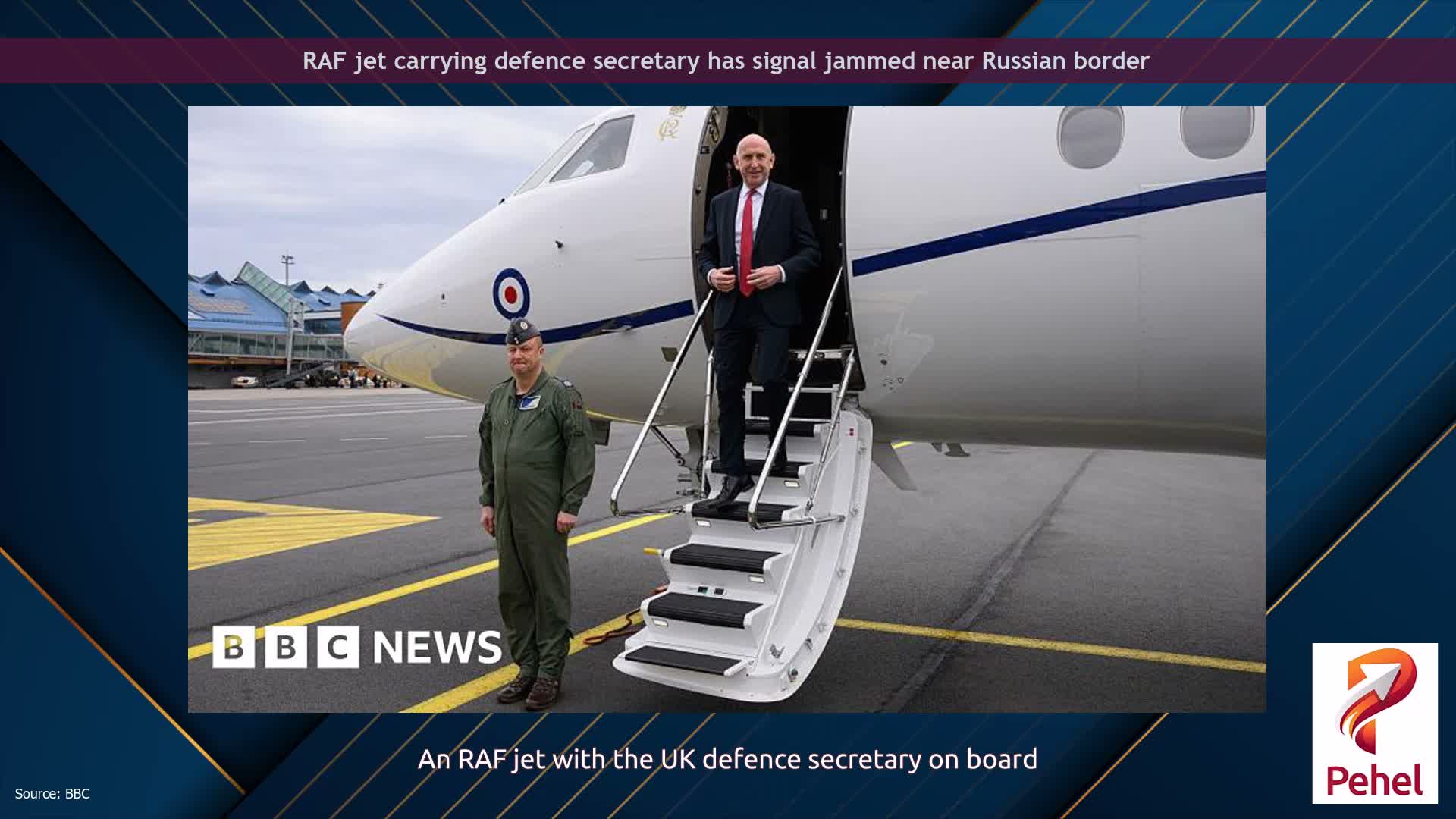 RAF jet carrying defence secretary has signal jammed near Russian border