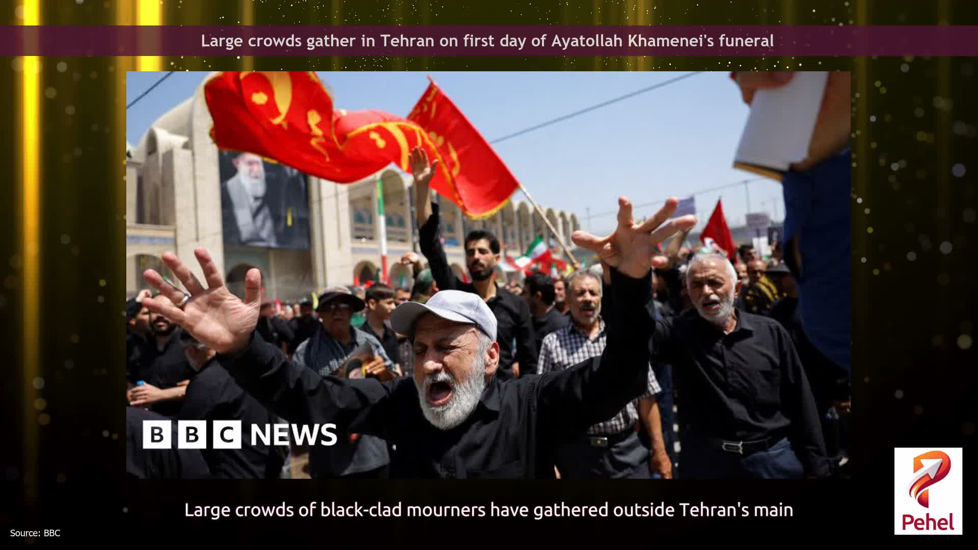 Large crowds gather in Tehran on first day of Ayatollah Khamenei's funeral