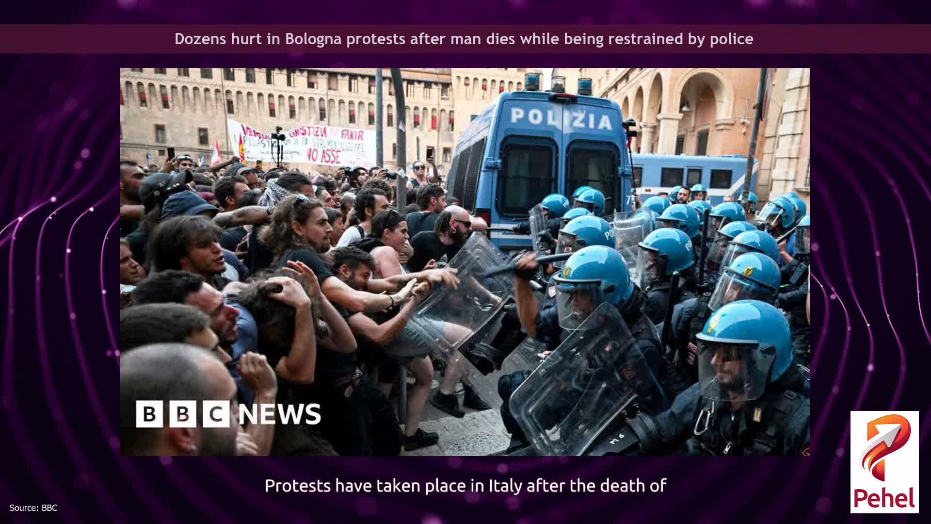 Dozens hurt in Bologna protests after man dies while being restrained by police