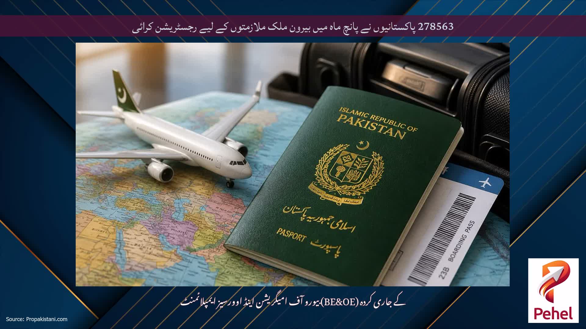 278563 پاکستانیوں نے پانچ ماہ میں بیرون ملک ملازمتوں کے لیے رجسٹریشن کرائی