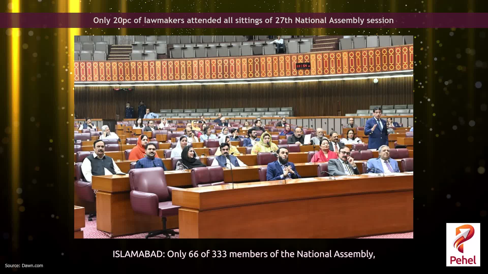 Only 20pc of lawmakers attended all sittings of 27th National Assembly session