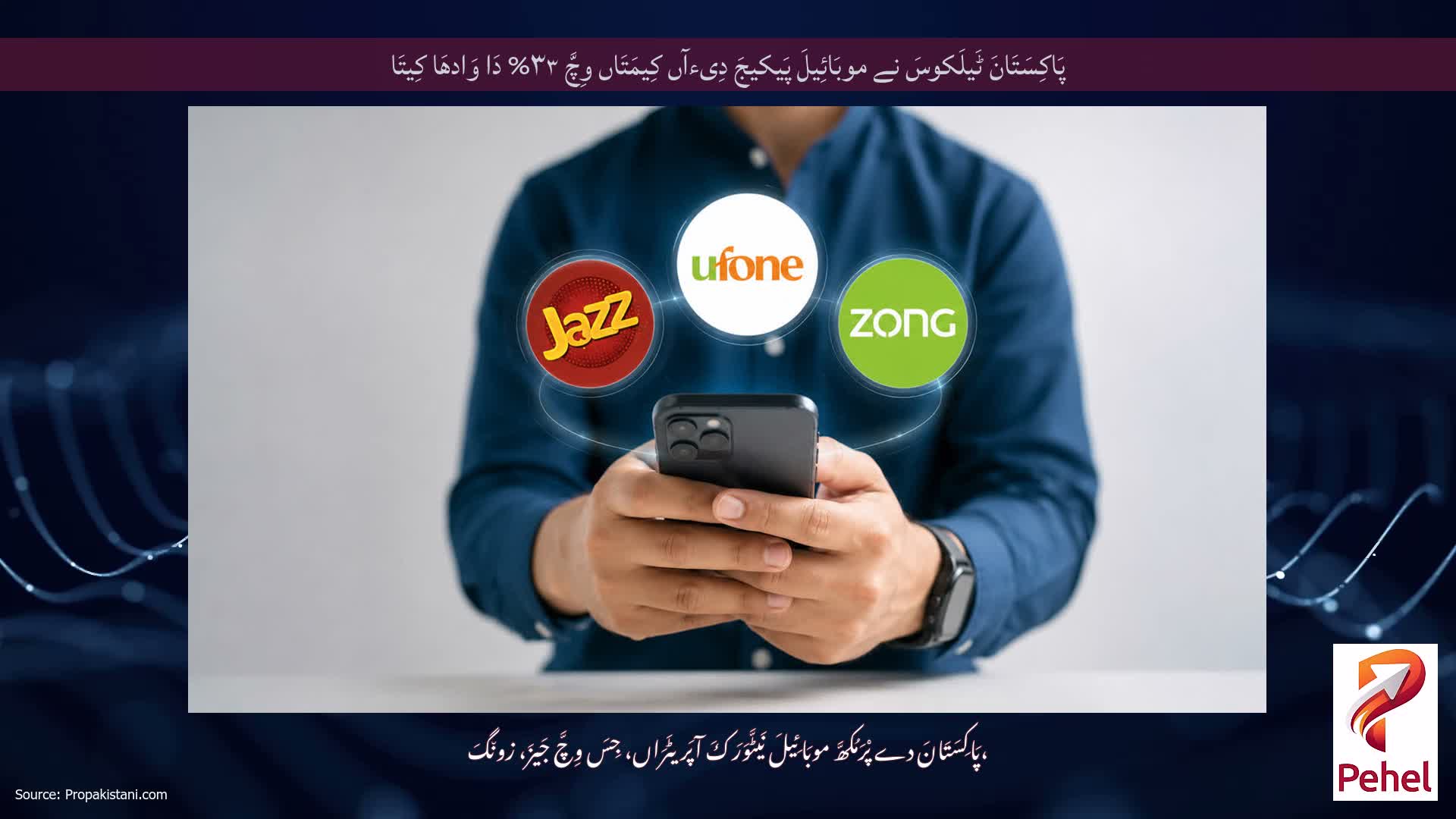پَاکِسَتَانَ ٹَیلَکوسَ نے موبَائِیلَ پَیکیجَ دِیءآں کِیمَتَاں وِچَّ ۳۳% دَا وَادھَا کِیتَا