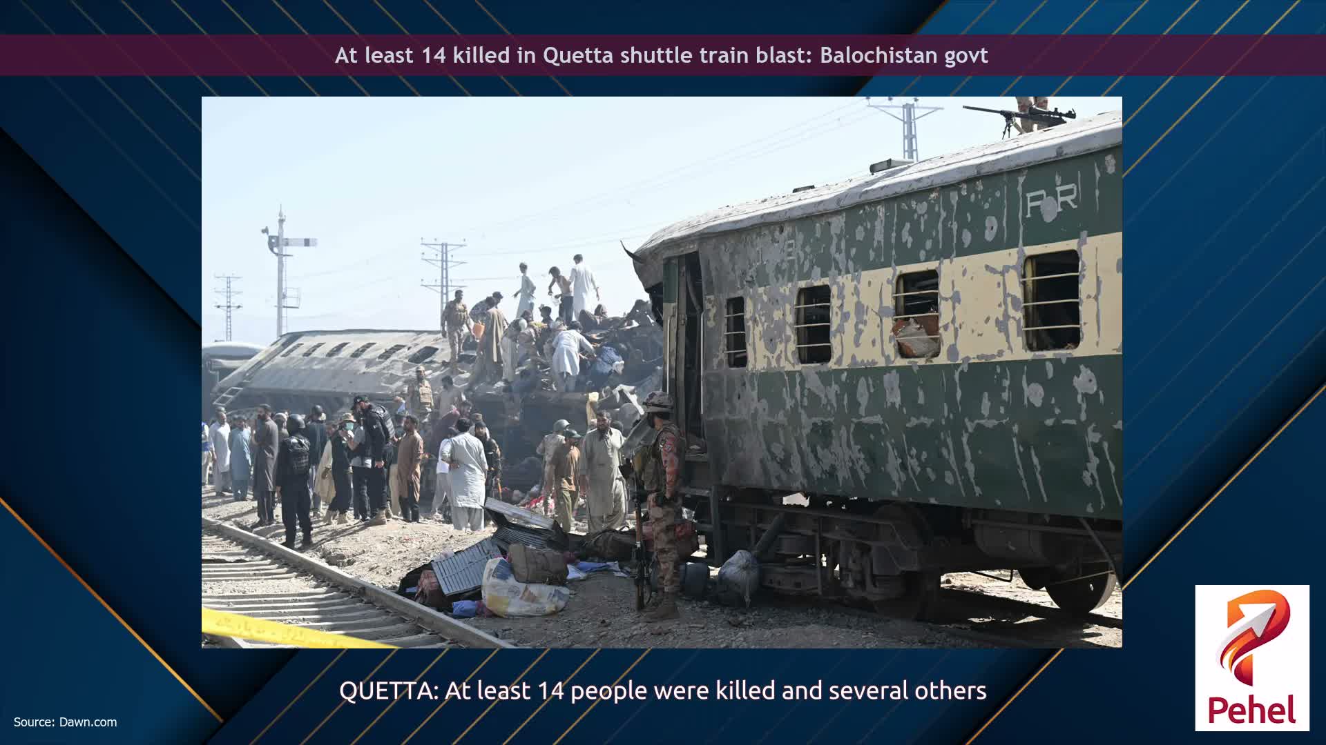At least 14 killed in Quetta shuttle train blast: Balochistan govt