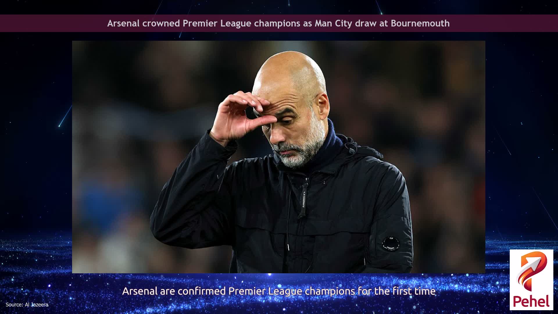 Arsenal crowned Premier League champions as Man City draw at Bournemouth