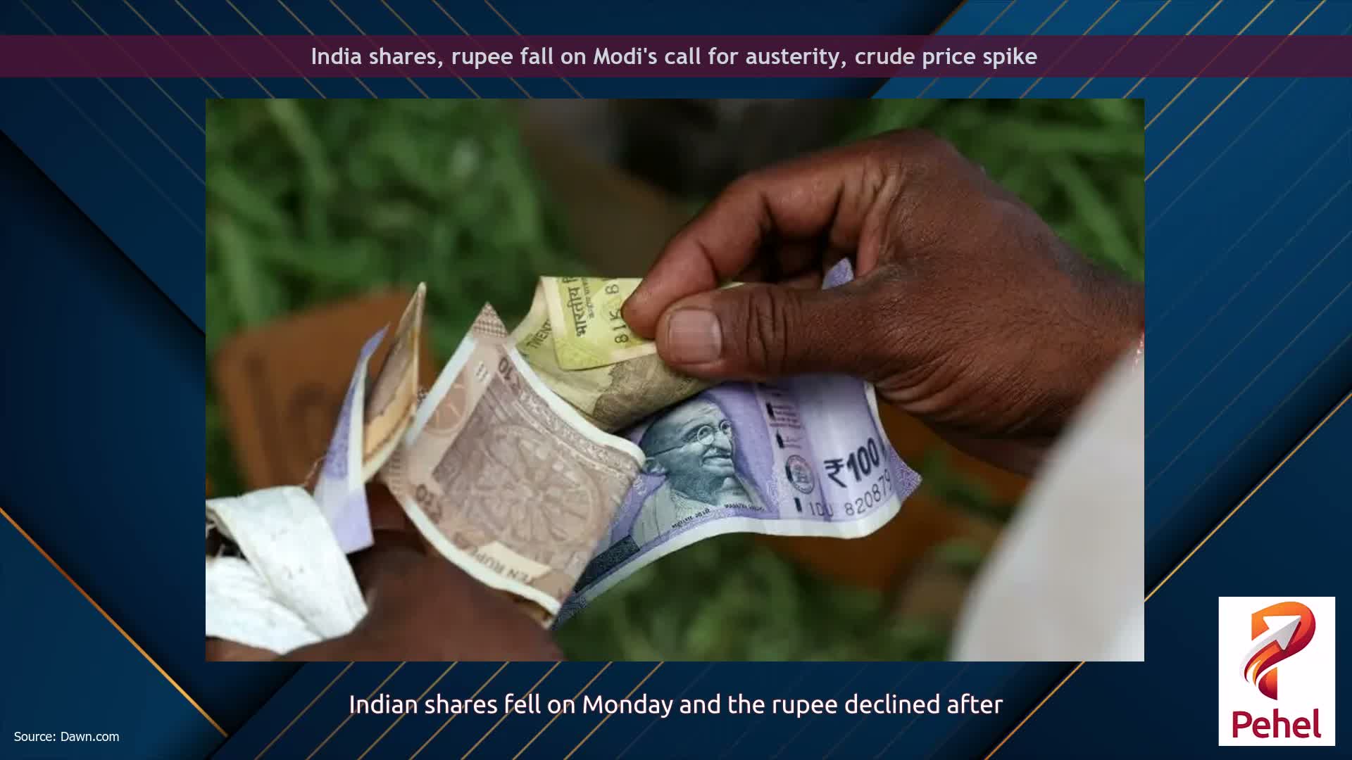 India shares, rupee fall on Modi's call for austerity, crude price spike