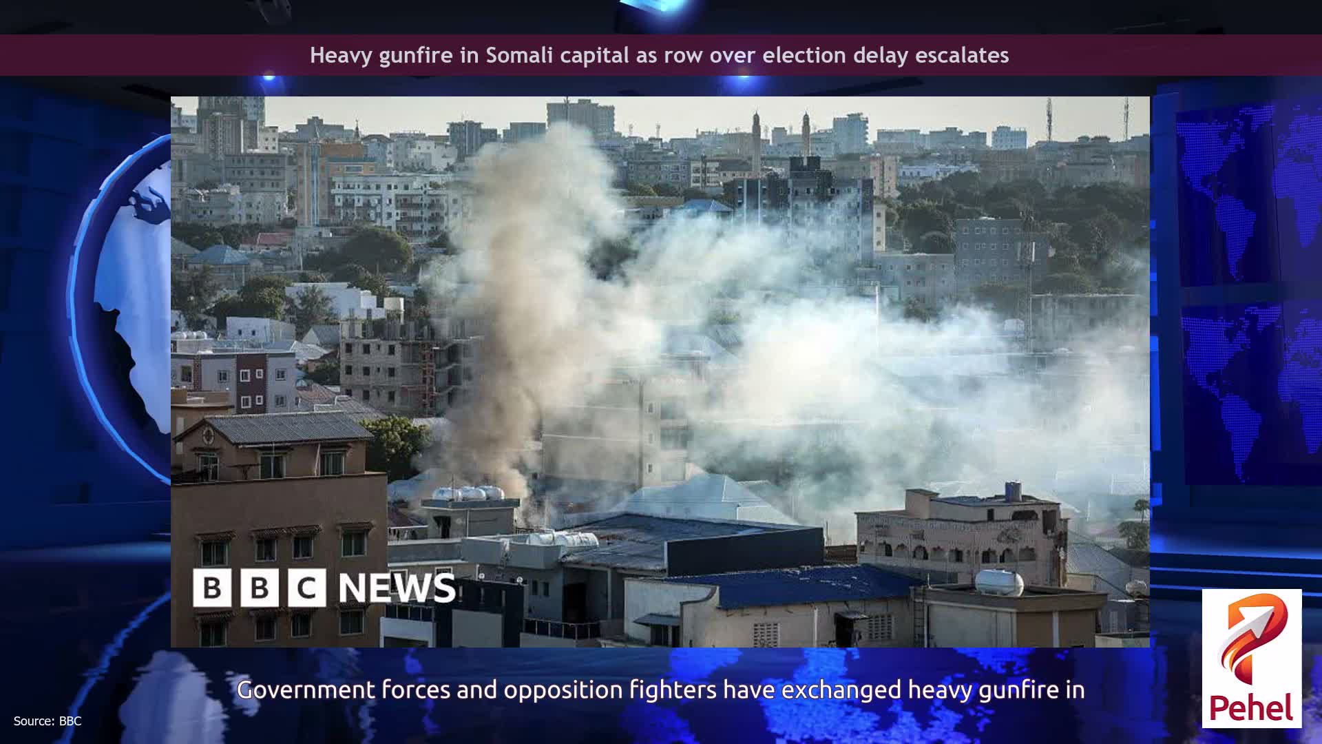 Heavy gunfire in Somali capital as row over election delay escalates