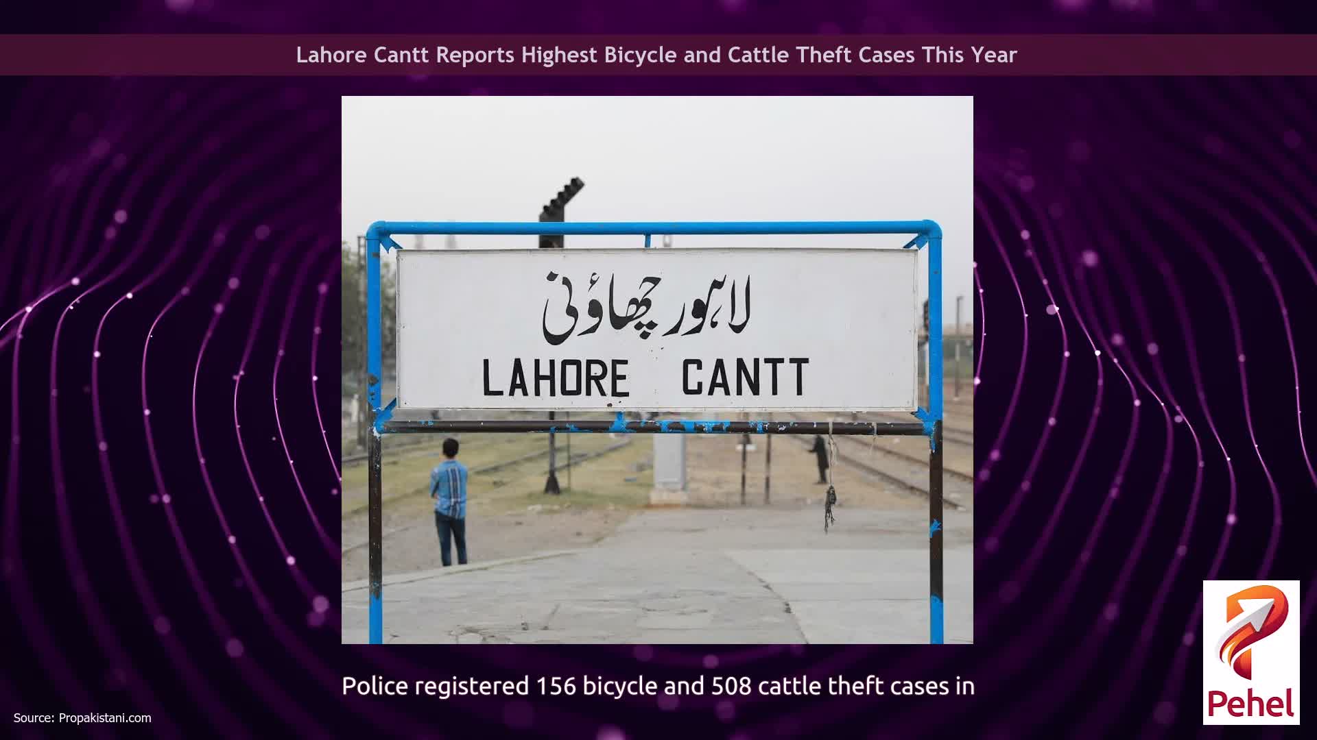 Lahore Cantt Reports Highest Bicycle and Cattle Theft Cases This Year