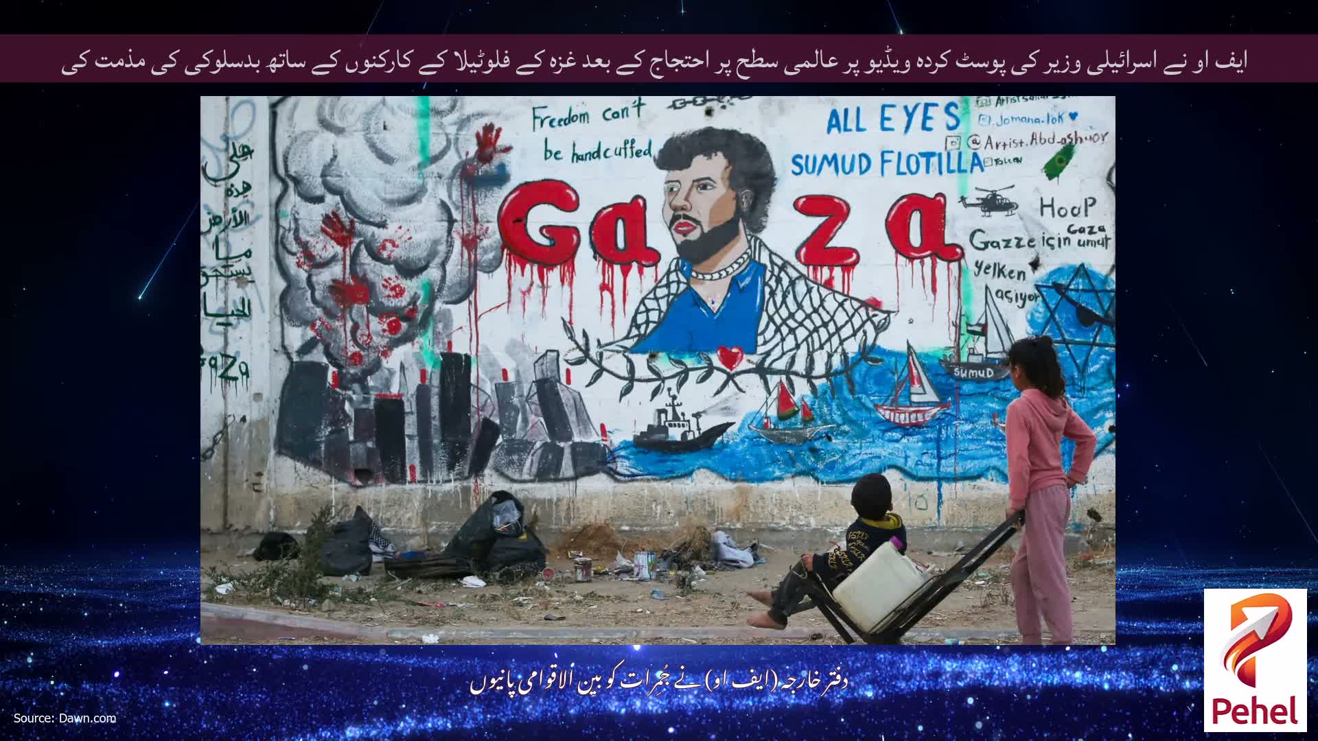 ایف او نے اسرائیلی وزیر کی پوسٹ کردہ ویڈیو پر عالمی سطح پر احتجاج کے بعد غزہ کے فلوٹیلا کے کارکنوں کے ساتھ بدسلوکی کی مذمت کی
