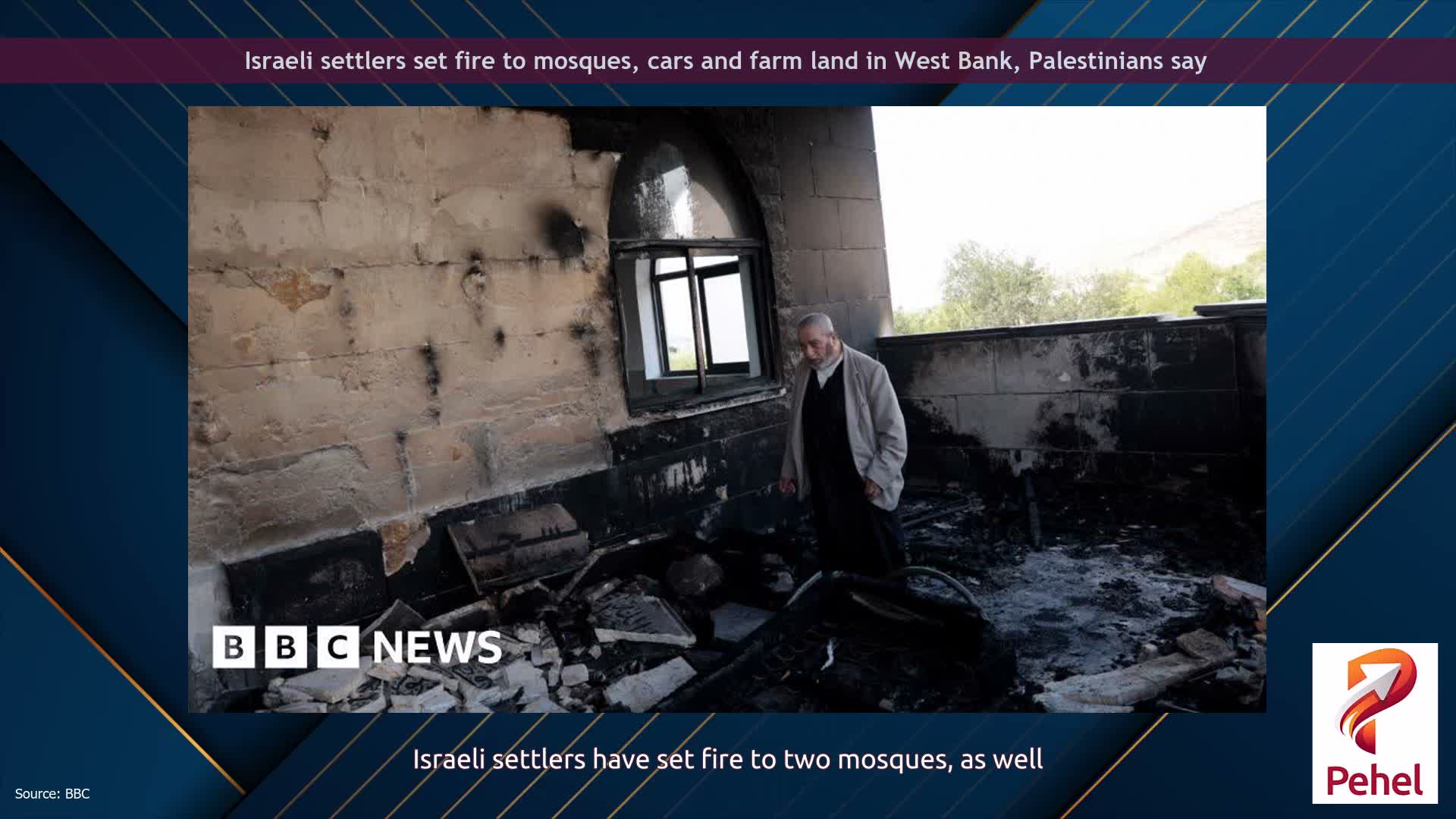 Israeli settlers set fire to mosques, cars and farm land in West Bank, Palestinians say