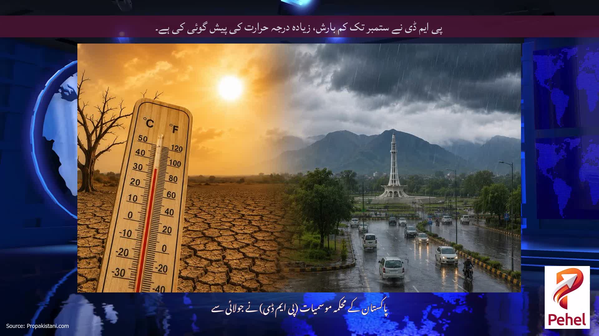 پی ایم ڈی نے ستمبر تک کم بارش، زیادہ درجہ حرارت کی پیش گوئی کی ہے۔