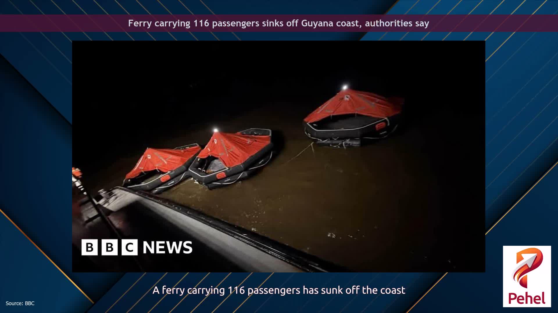 Ferry carrying 116 passengers sinks off Guyana coast, authorities say