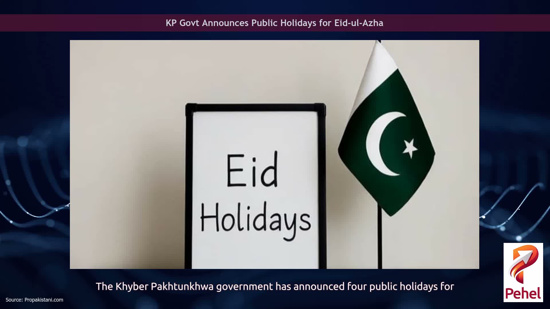 KP Govt Announces Public Holidays for Eid-ul-Azha