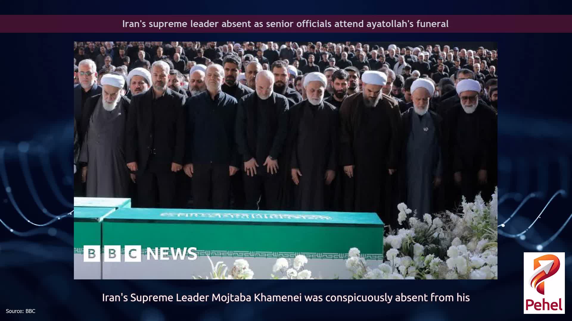 Iran's supreme leader absent as senior officials attend ayatollah's funeral