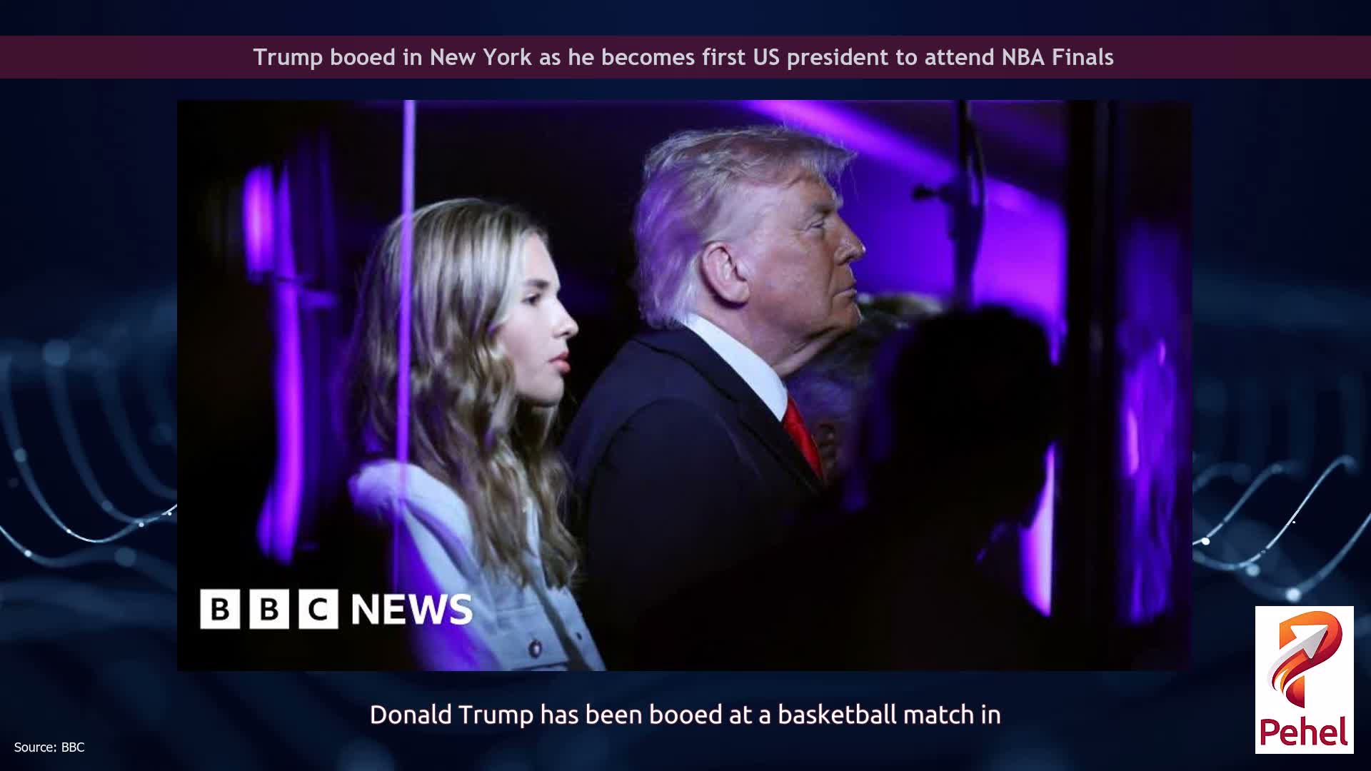 Trump booed in New York as he becomes first US president to attend NBA Finals