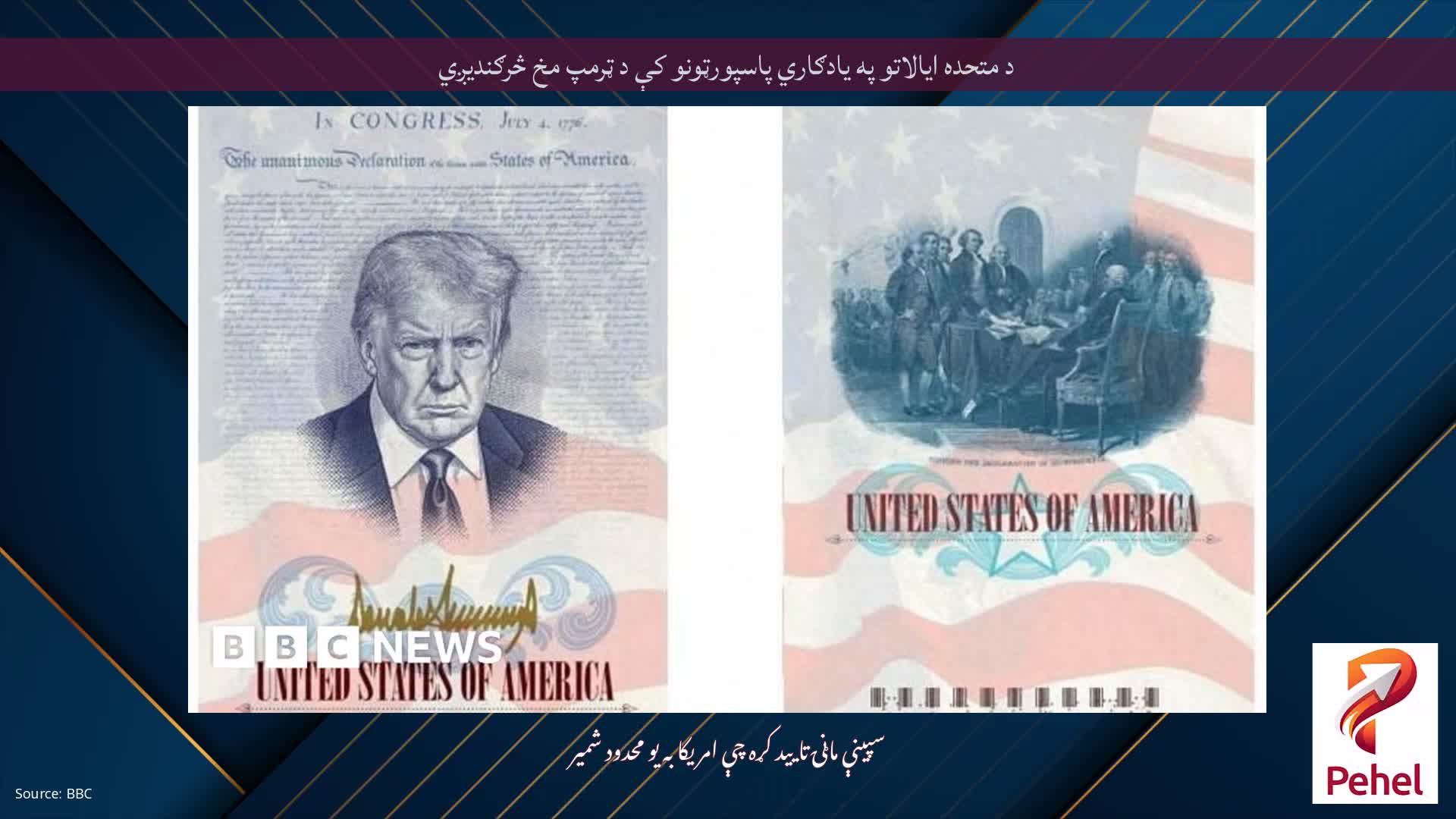 د متحده ایالاتو په یادګاري پاسپورټونو کې د ټرمپ مخ څرګندیږي