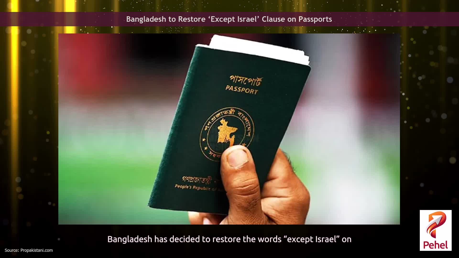 Bangladesh to Restore ‘Except Israel’ Clause on Passports