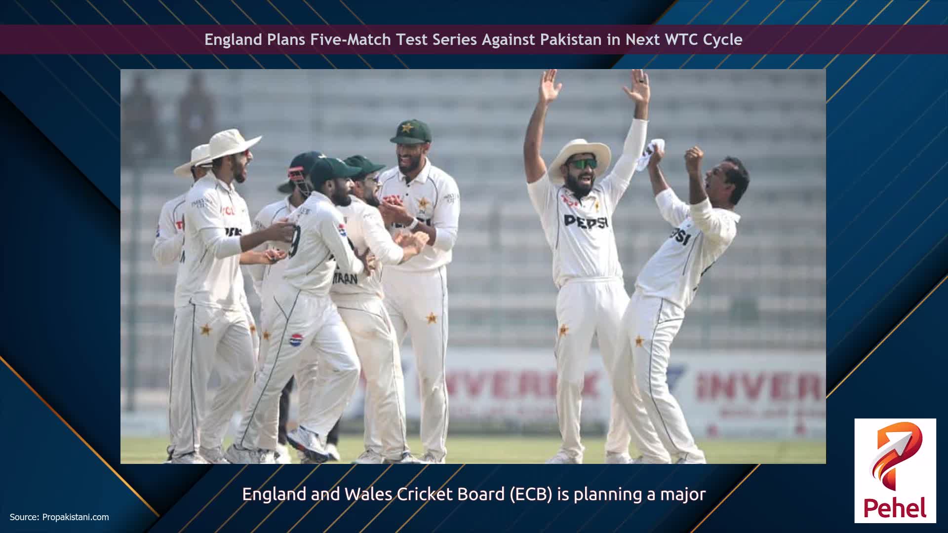 England Plans Five-Match Test Series Against Pakistan in Next WTC Cycle