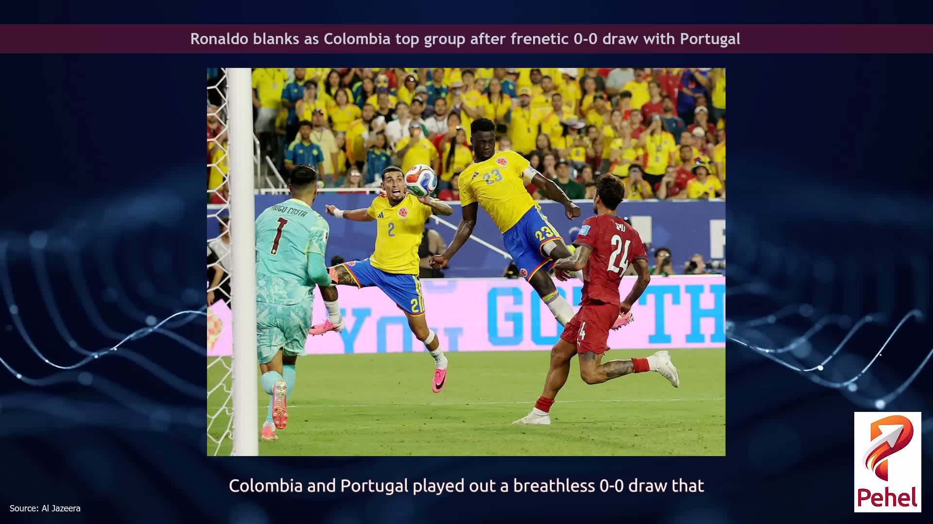 Ronaldo blanks as Colombia top group after frenetic 0-0 draw with Portugal