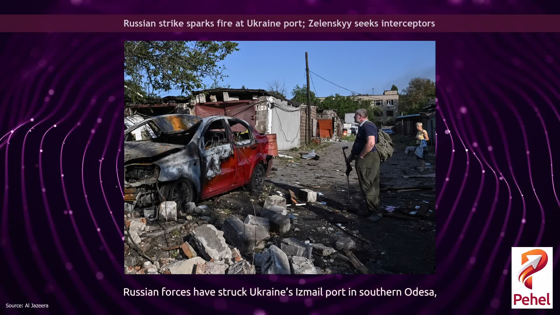 Russian strike sparks fire at Ukraine port; Zelenskyy seeks interceptors