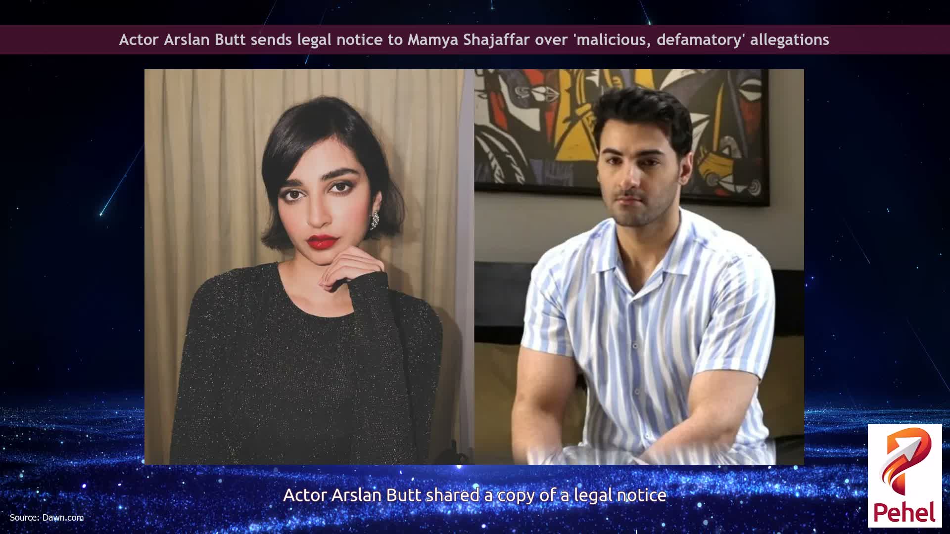 Actor Arslan Butt sends legal notice to Mamya Shajaffar over 'malicious, defamatory' allegations