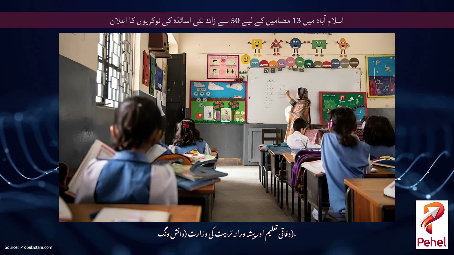اسلام آباد میں 13 مضامین کے لیے 50 سے زائد نئی اساتذہ کی نوکریوں کا اعلان