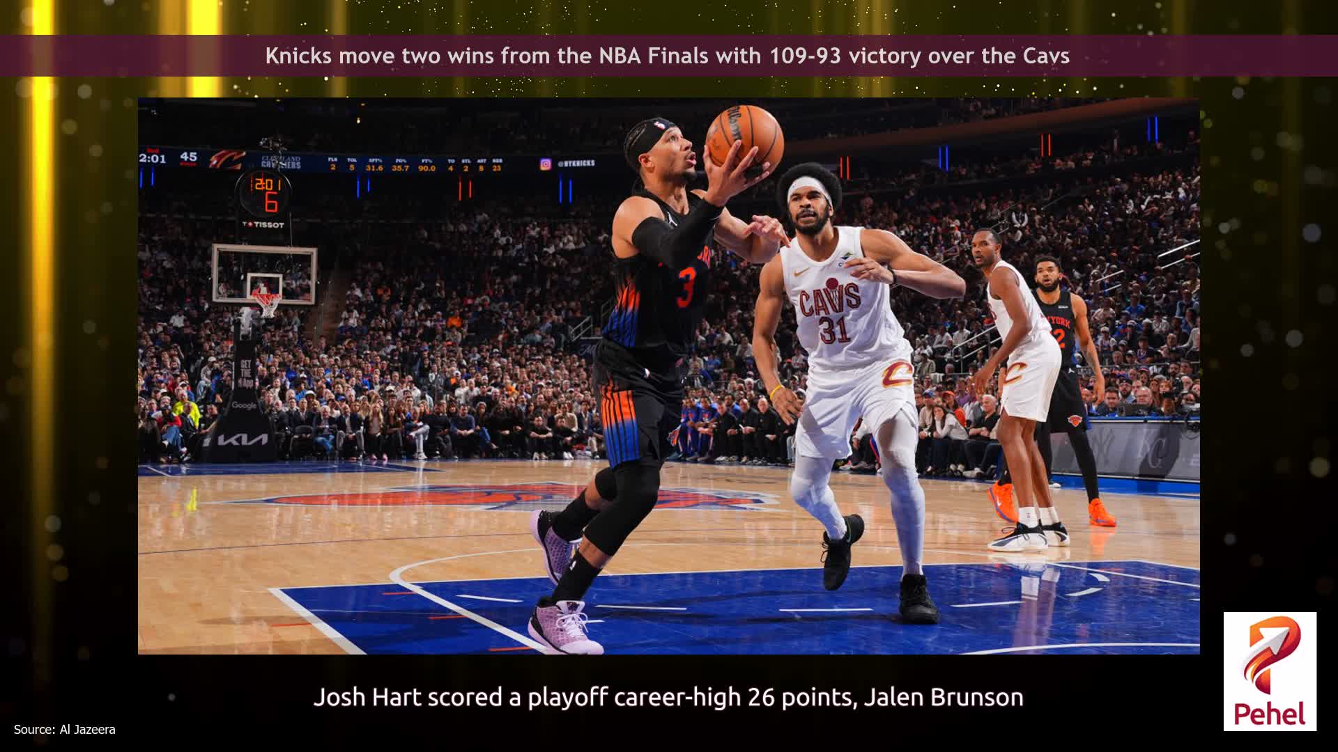 Knicks move two wins from the NBA Finals with 109-93 victory over the Cavs