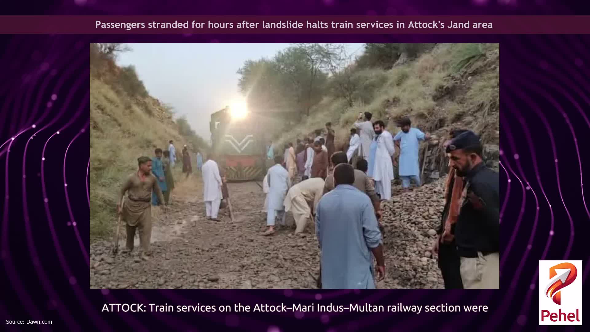 Passengers stranded for hours after landslide halts train services in Attock's Jand area