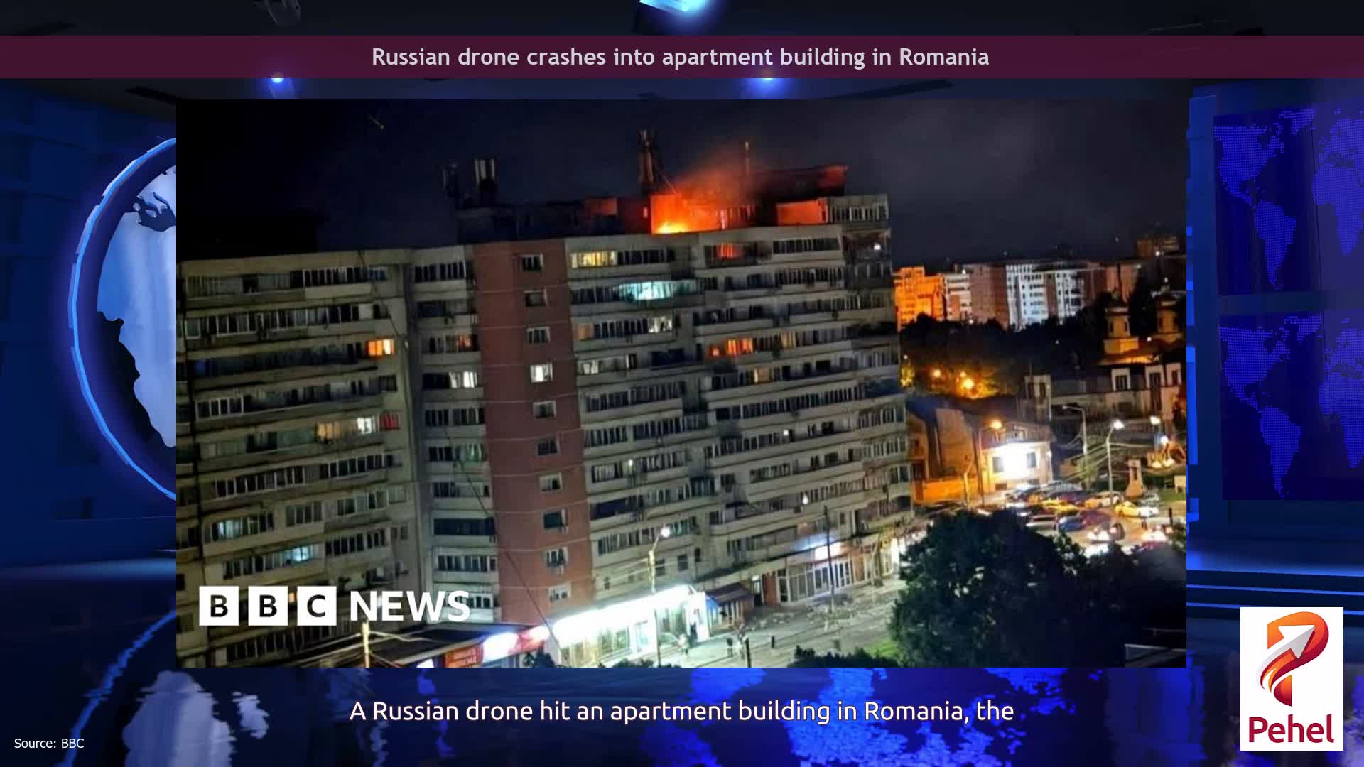 Russian drone crashes into apartment building in Romania