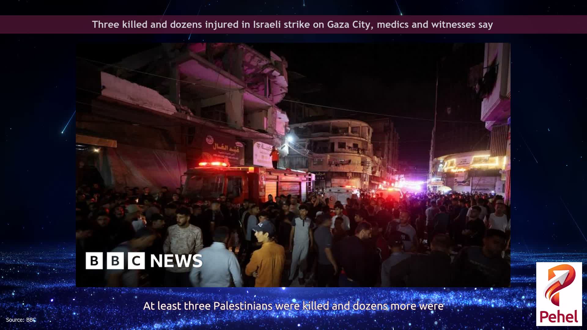 Three killed and dozens injured in Israeli strike on Gaza City, medics and witnesses say