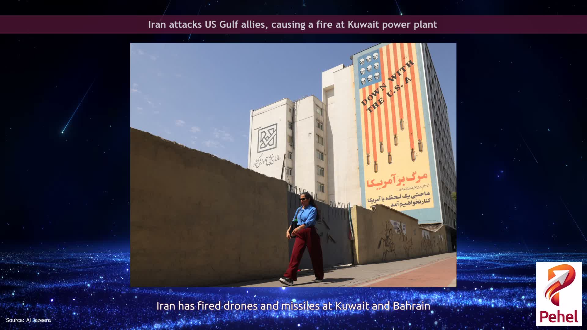 Iran attacks US Gulf allies, causing a fire at Kuwait power plant