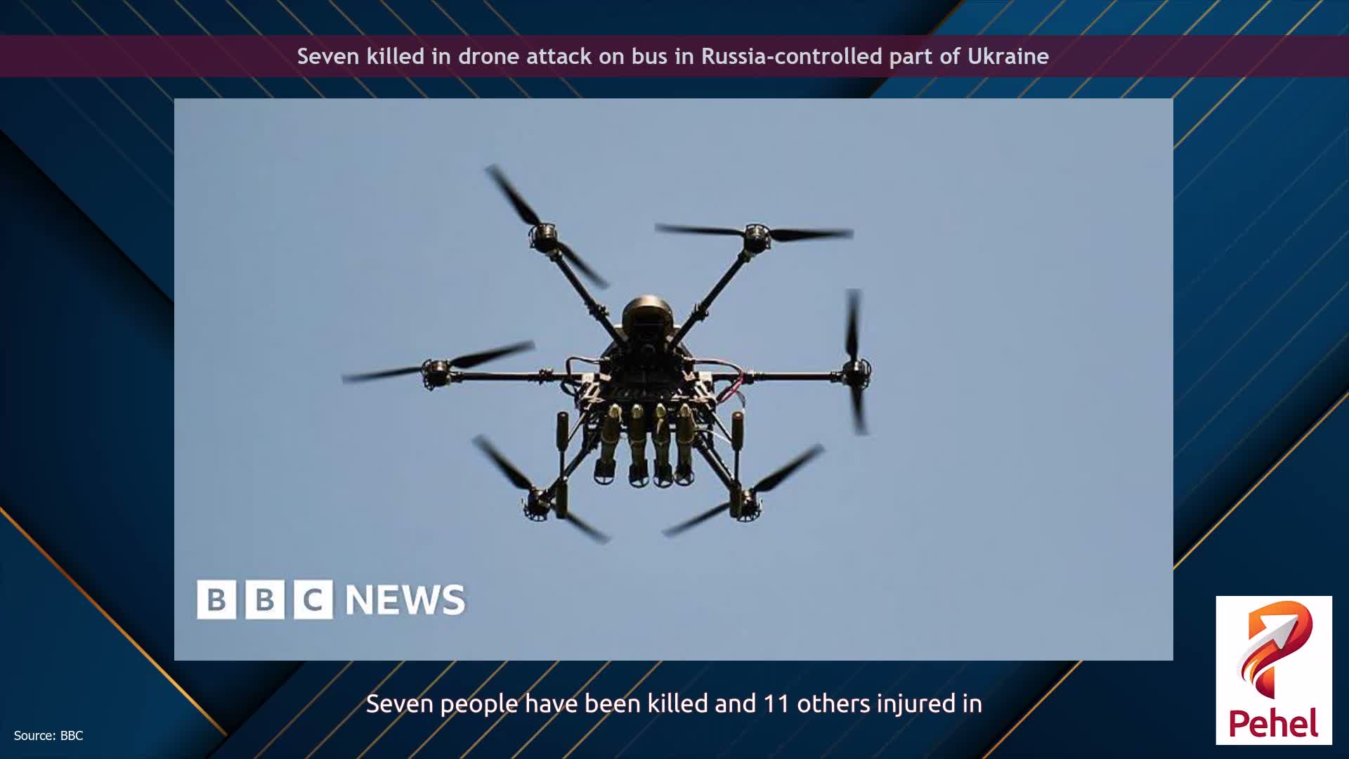 Seven killed in drone attack on bus in Russia-controlled part of Ukraine