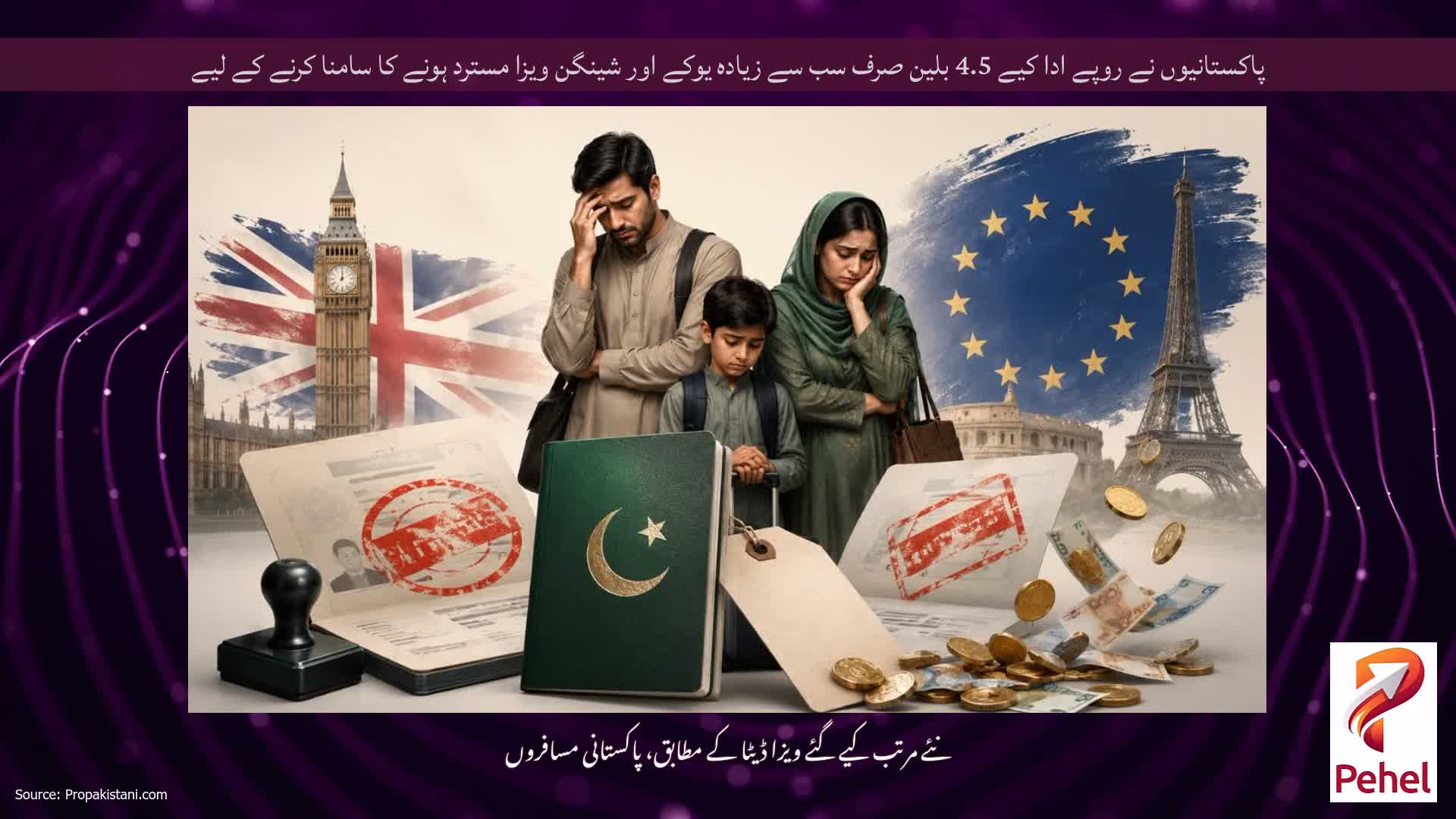 پاکستانیوں نے روپے ادا کیے 4.5 بلین صرف سب سے زیادہ یوکے اور شینگن ویزا مسترد ہونے کا سامنا کرنے کے لیے
