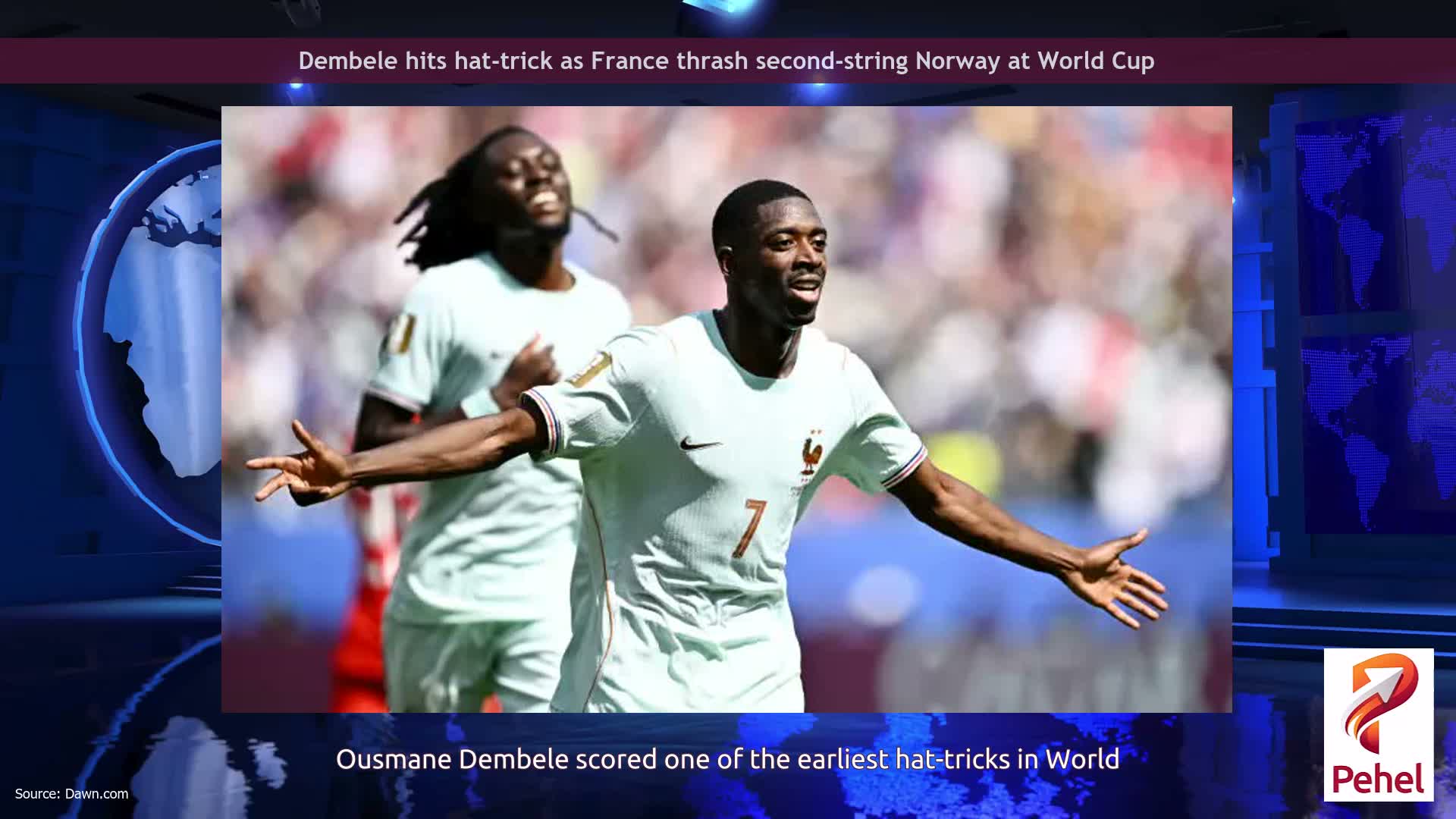 Dembele hits hat-trick as France thrash second-string Norway at World Cup