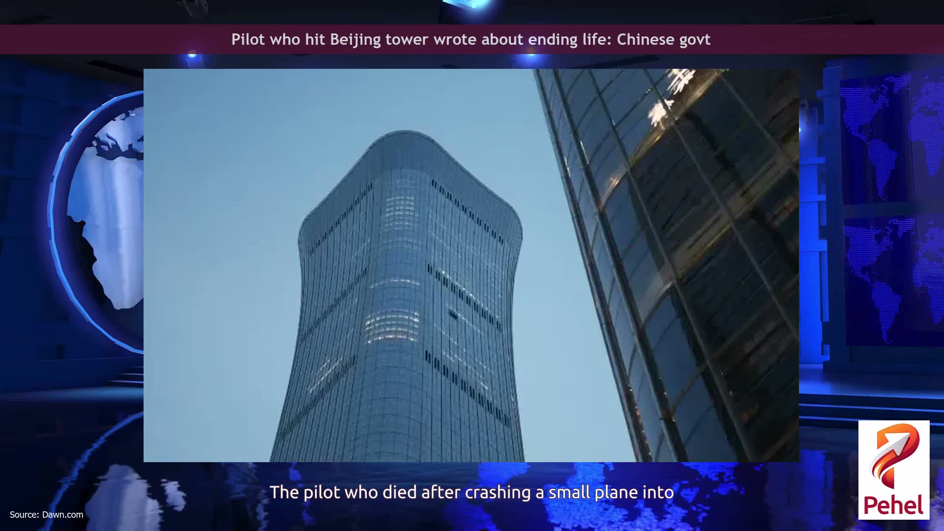 Pilot who hit Beijing tower wrote about ending life: Chinese govt