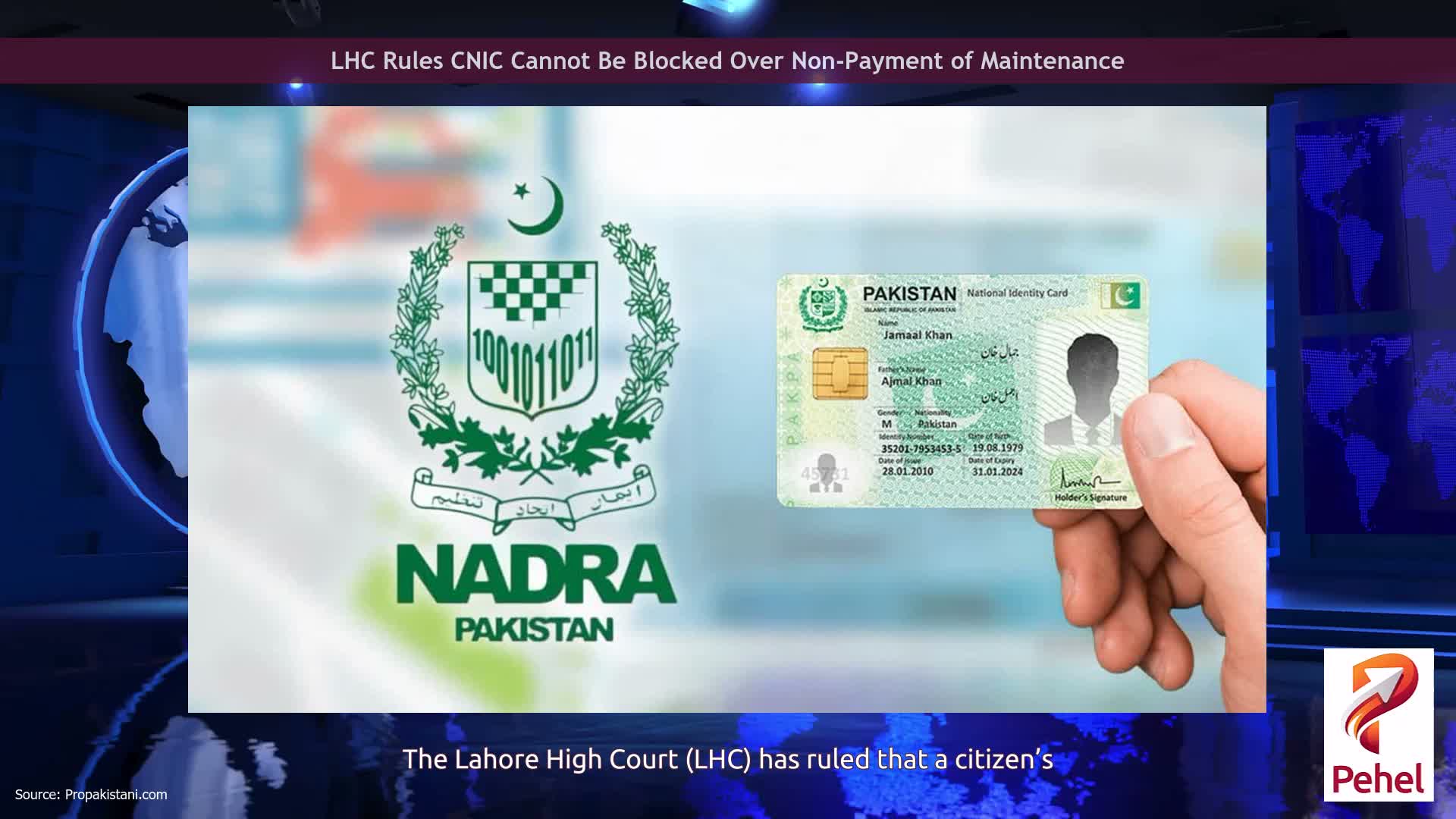 LHC Rules CNIC Cannot Be Blocked Over Non-Payment of Maintenance