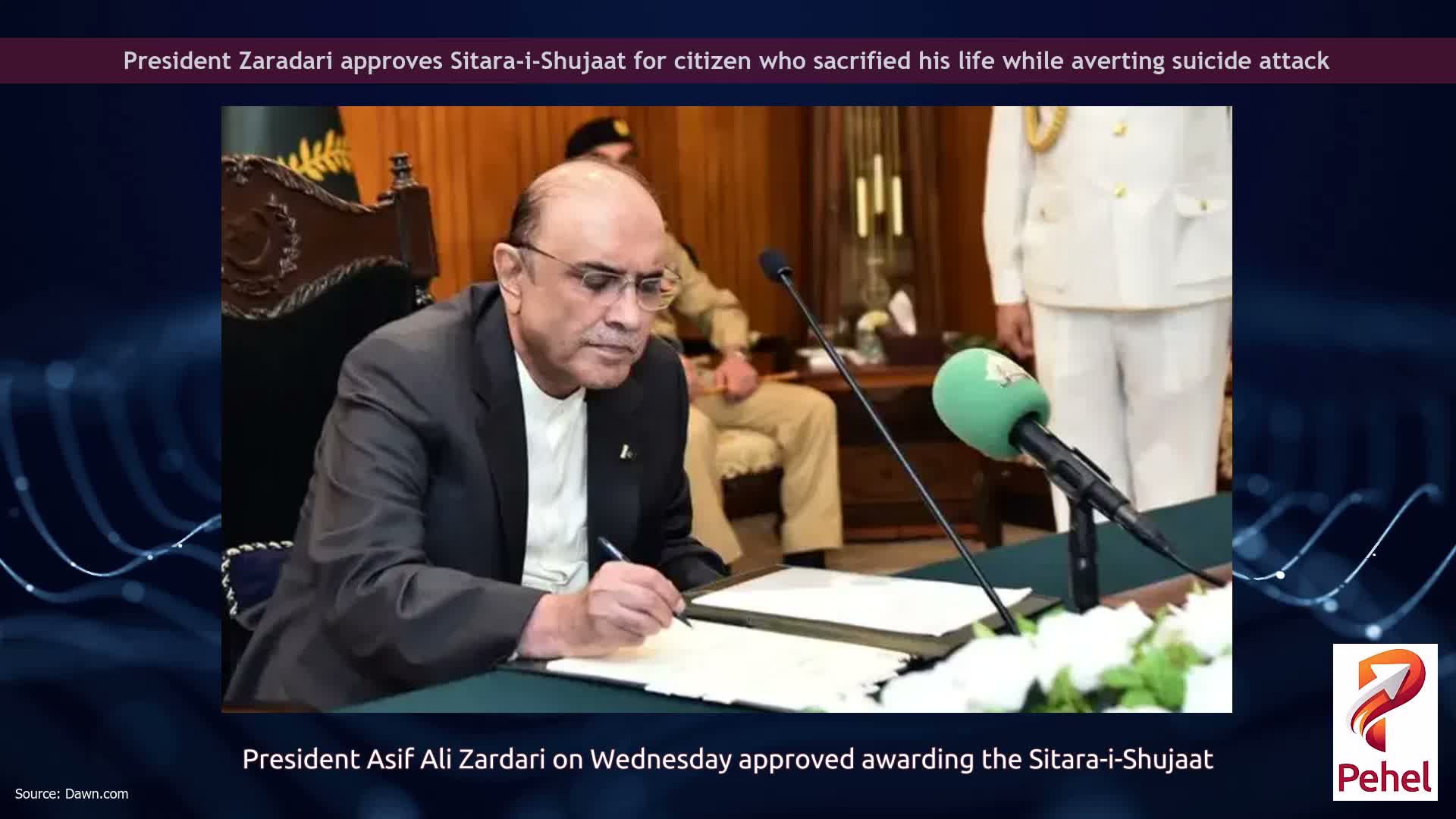 President Zaradari approves Sitara-i-Shujaat for citizen who sacrified his life while averting suicide attack