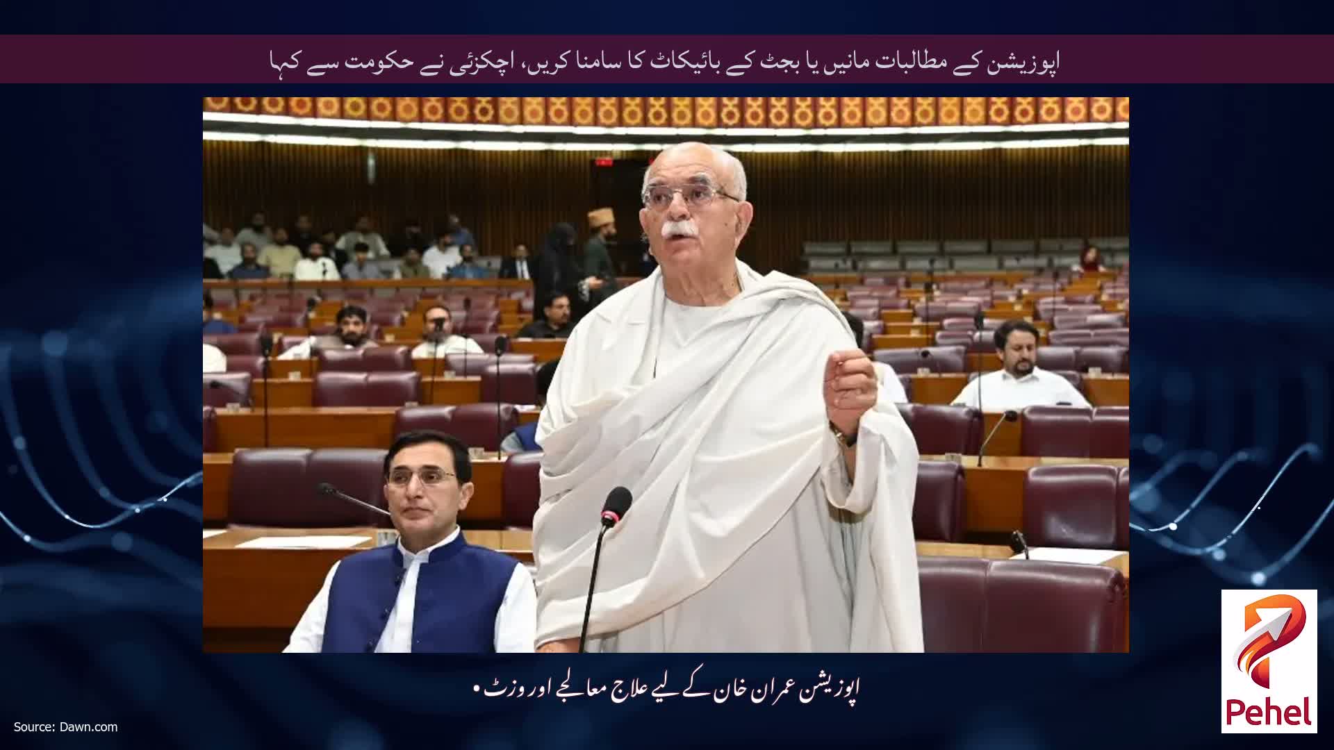 اپوزیشن کے مطالبات مانیں یا بجٹ کے بائیکاٹ کا سامنا کریں، اچکزئی نے حکومت سے کہا