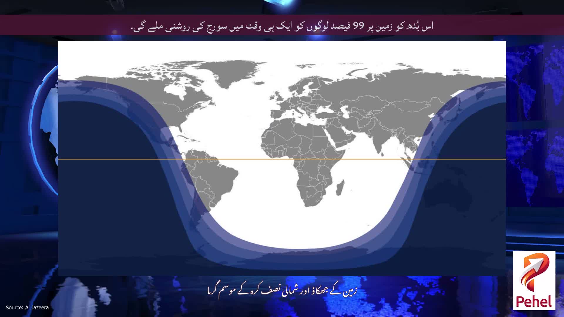 اس بُدھ کو زمین پر 99 فیصد لوگوں کو ایک ہی وقت میں سورج کی روشنی ملے گی۔