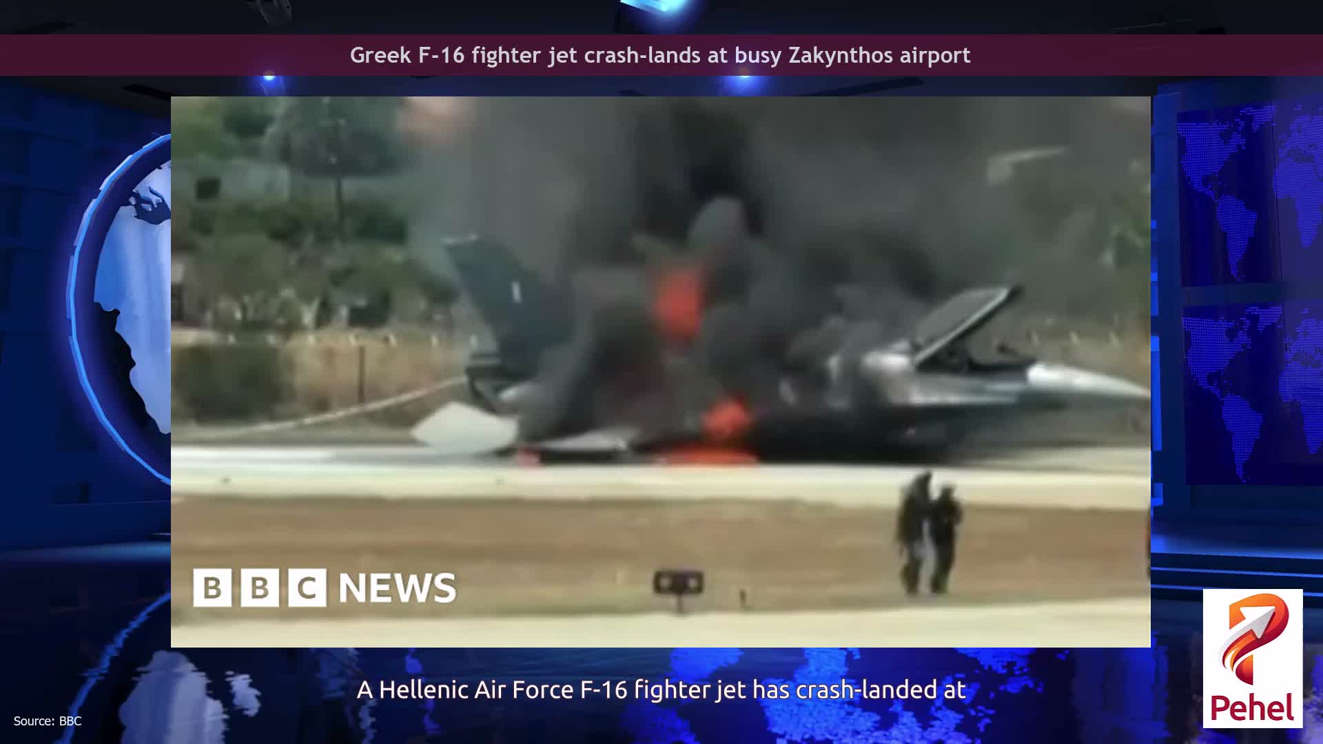 Greek F-16 fighter jet crash-lands at busy Zakynthos airport