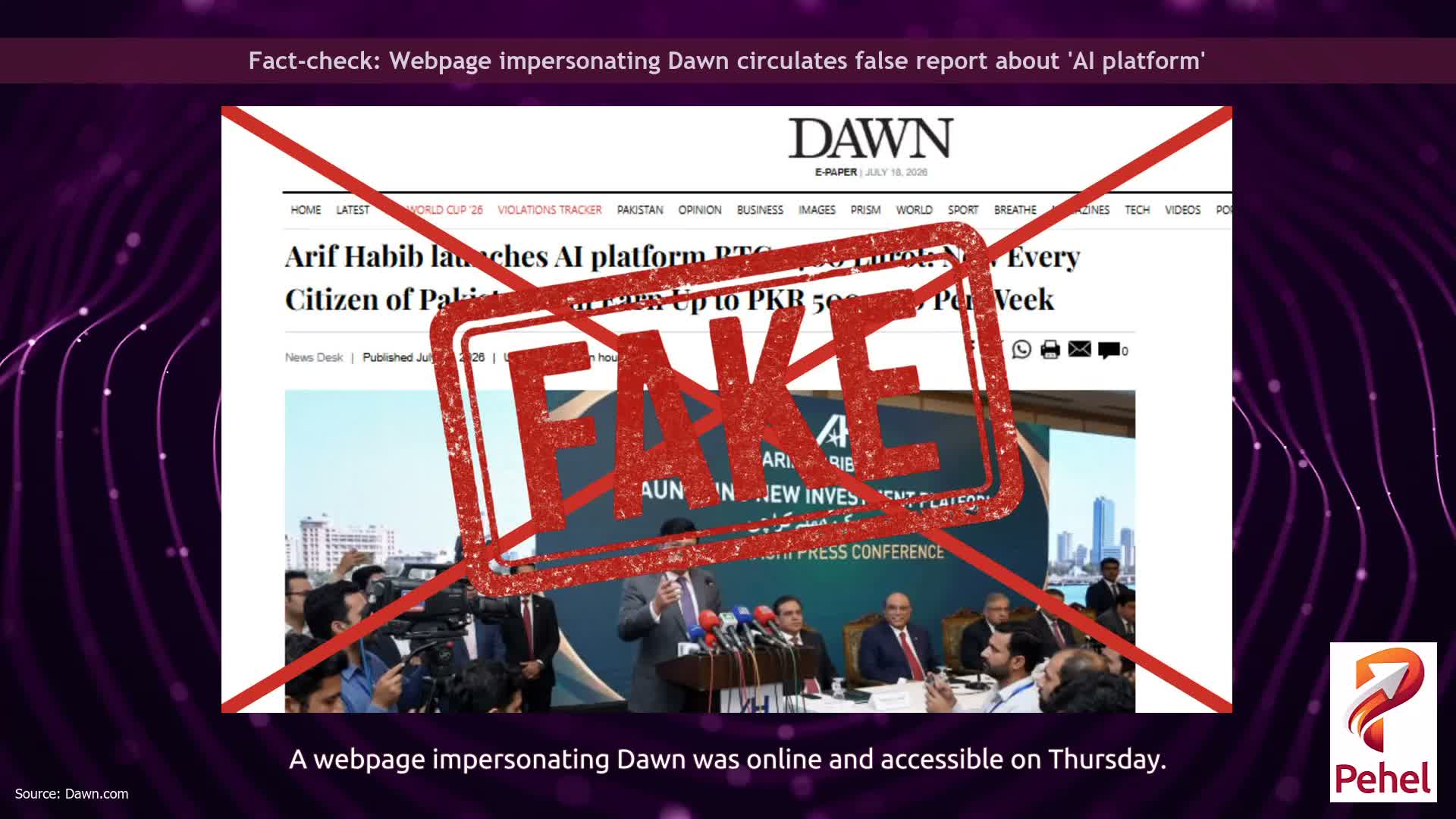 Fact-check: Webpage impersonating Dawn circulates false report about 'AI platform'