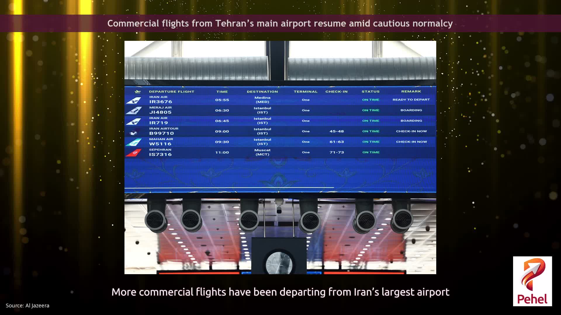 Commercial flights from Tehran’s main airport resume amid cautious normalcy