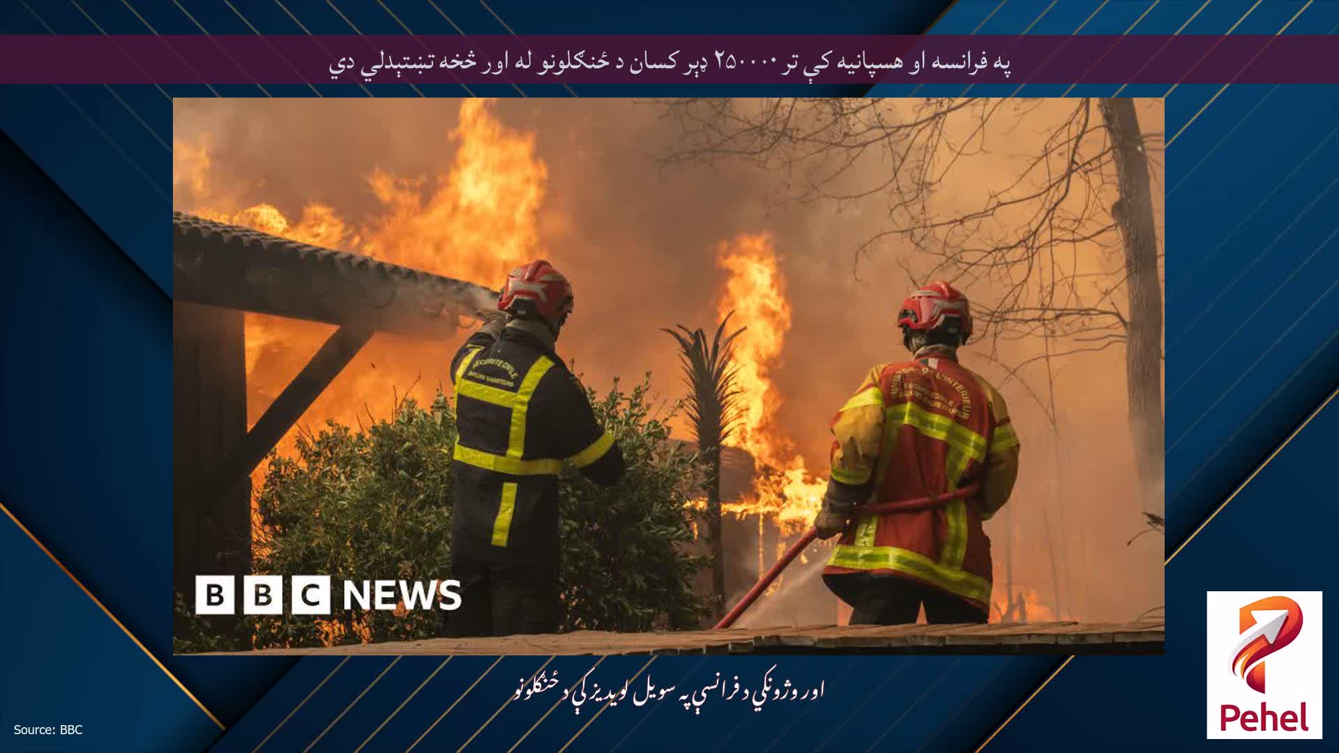 په فرانسه او هسپانیه کې تر ۲۵۰۰۰۰ ډېر کسان د ځنګلونو له اور څخه تښتېدلي دي